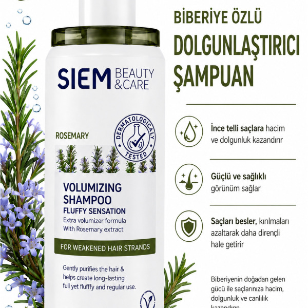 SIEM Biberiye Özlü Güçlendirici Şampuan 350 ml Dökülme Karşıtı Saç Bakımı