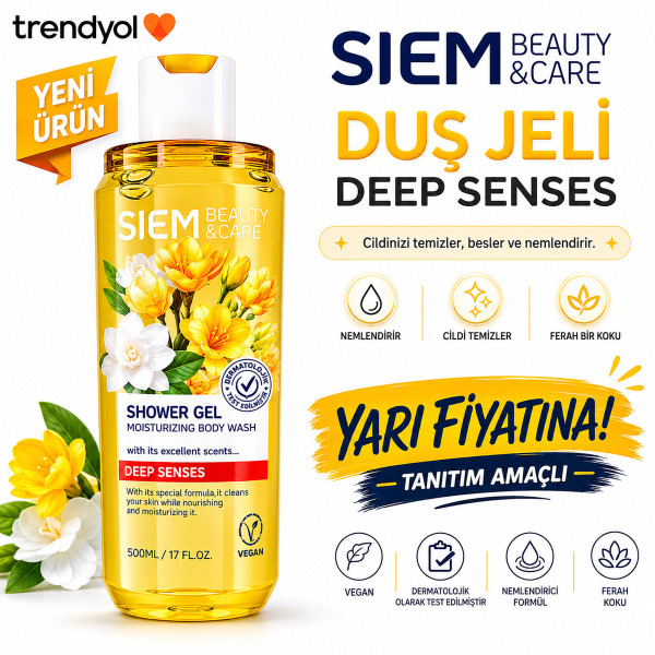 Beauty & Care Deep Senses Duş Jeli 500 ML Nemlendirici Kalıcı Ferah Kokulu Vegan Duş Jeli