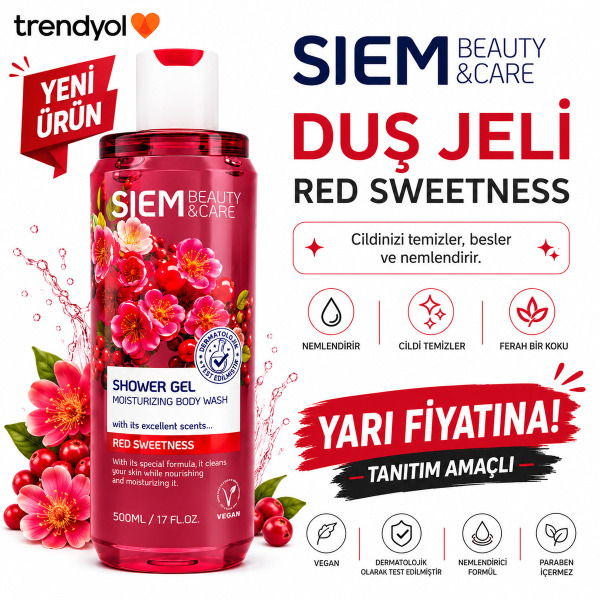 Beauty & Care Red Sweetness Duş Jeli 500 ML Nemlendirici Kalıcı Meyvemsi Kokulu Vegan Duş Jeli |