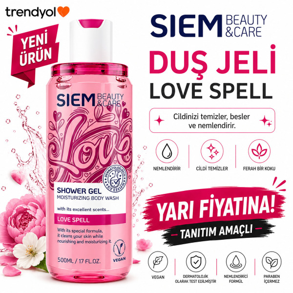Beauty & Care Love Spell Duş Jeli 500 ML Nemlendirici Kalıcı Parfüm Etkili Vegan Duş Jeli